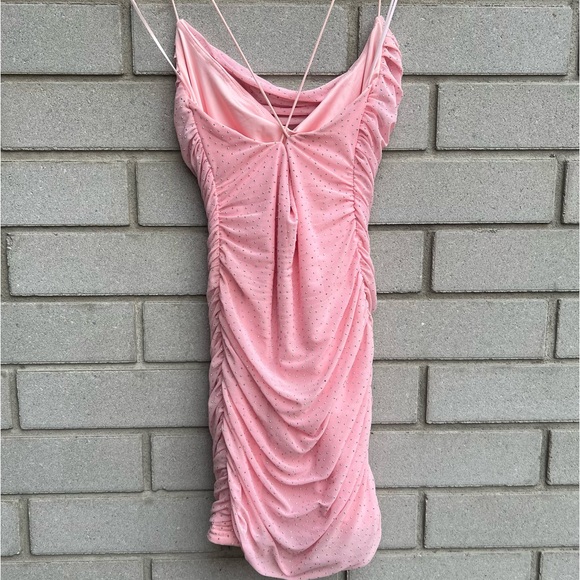 Pink Studded & Ruched Mini Dress - Picture 4 of 6